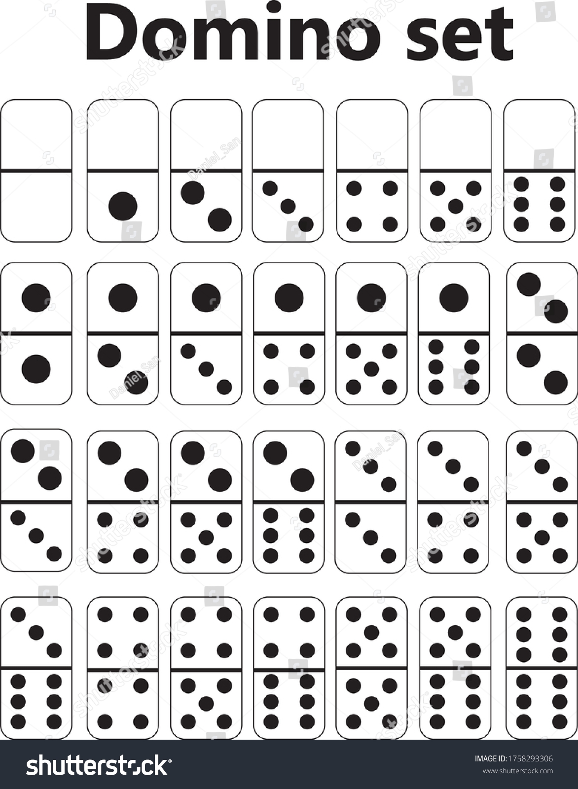 Printable Domino Board Game Template 28 Stock Vector Royalty Free 1758293306 Shutterstock