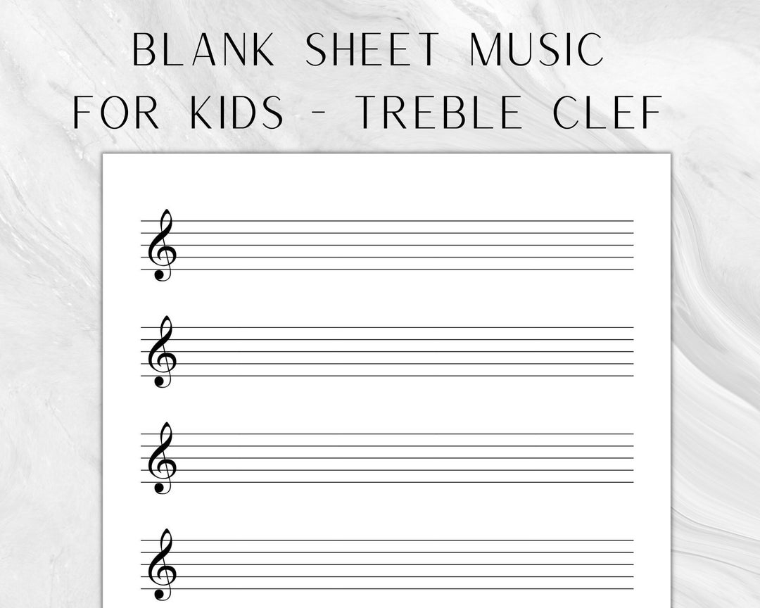 Printable Kids Sheet Music Blank Music Paper Treble Clef Music 