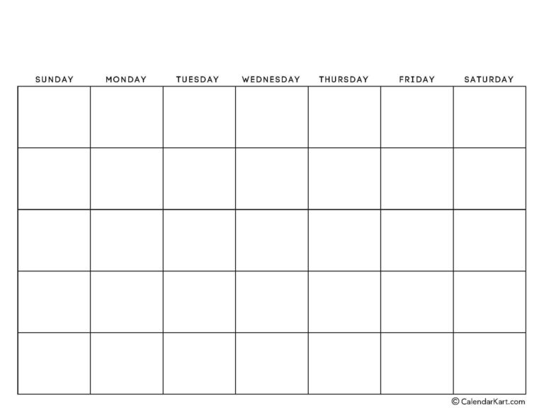 Printable Monthly Weekly And Yearly Blank Calendar Templates
