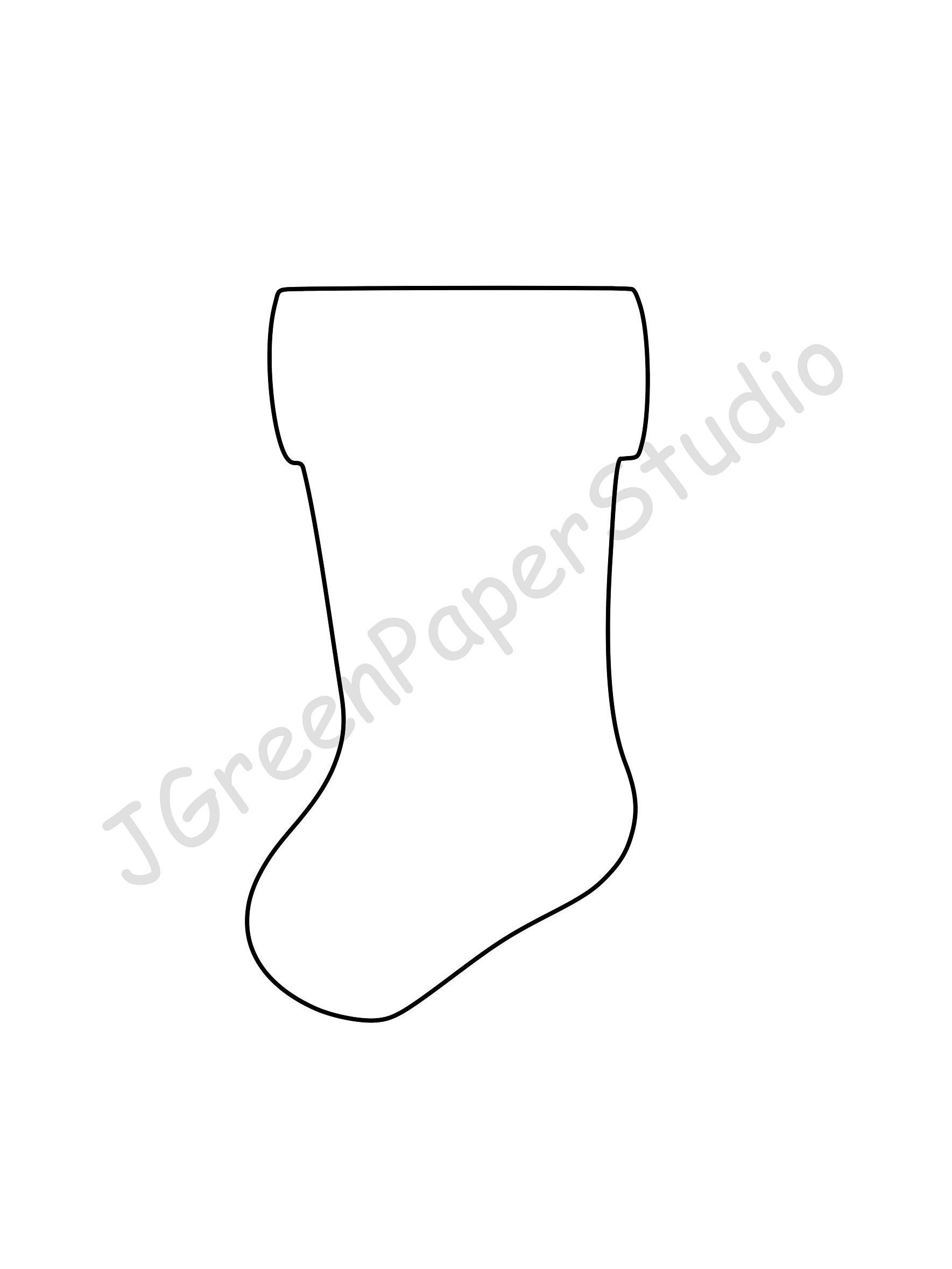 Printable Stocking Template PDF Digital Download Stocking Kids Holiday Coloring Page Crafts Stencil 7 inch Stocking Christmas Bulletin Board