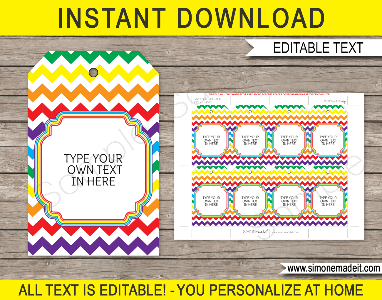 Rainbow Favor Tags Template
