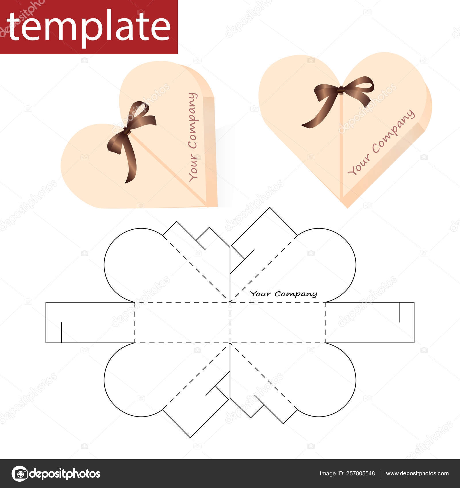 Retail Paper Box Die Cut Template Shape Heart Stock Vector By 