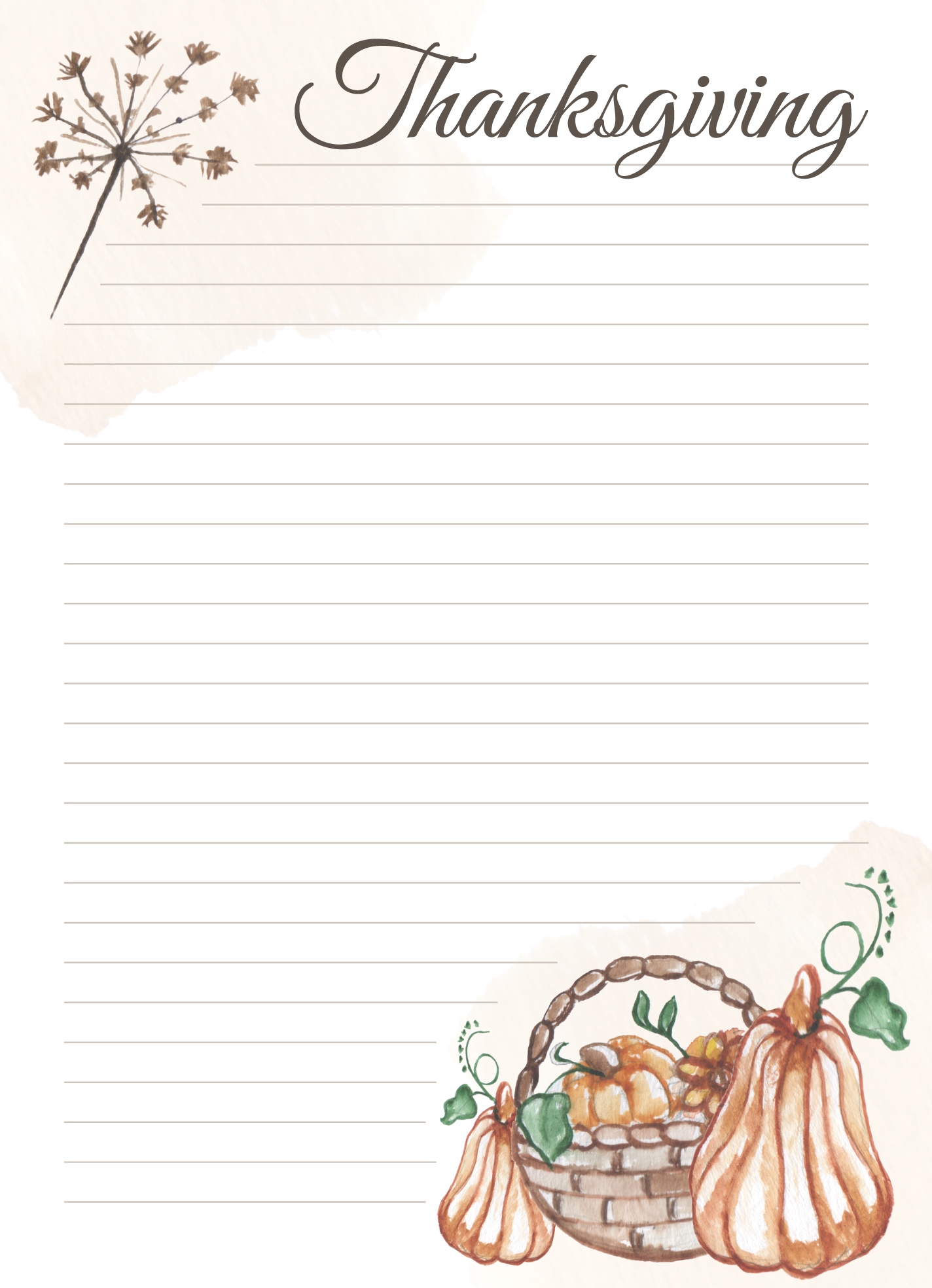 Thanksgiving Lined Paper Free Google Docs Template Gdoc io Worksheets Library