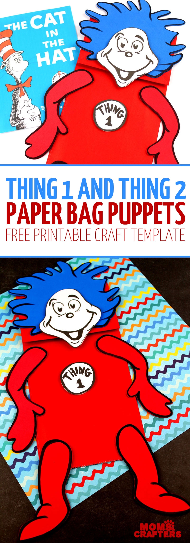Thing 1 And Thing 2 Puppets Free Printable Template Moms And Crafters