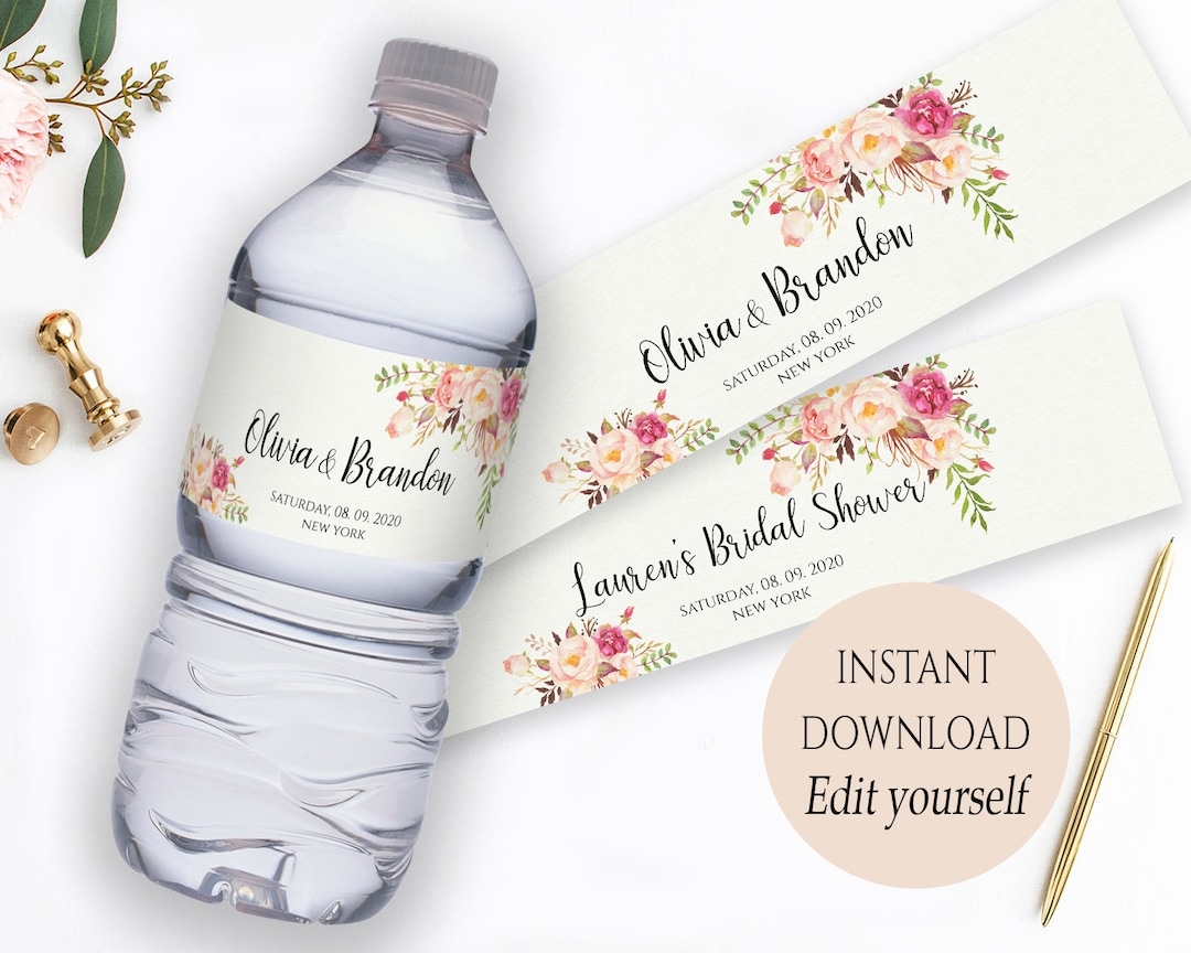 Water Bottle Label Template PDF Instant Download Printable Custom Label Editable Wedding Favor Labels Printable Water Labels For Wedding DIY Etsy UK