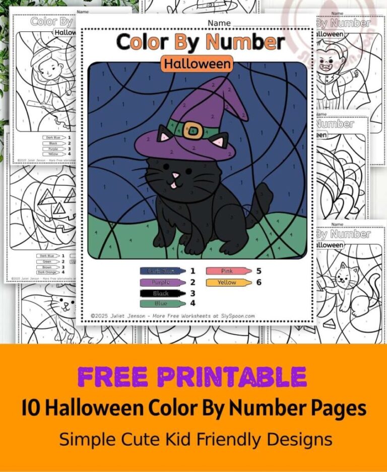 10 Free Printable Halloween Themed Color By Number Worksheets For