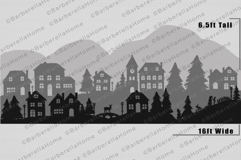 16ft Wide Multi layered Christmas Village Template When Made Printable Trace And Cut Christmas Silhouette Decor Templates Stencils PDF Etsy
