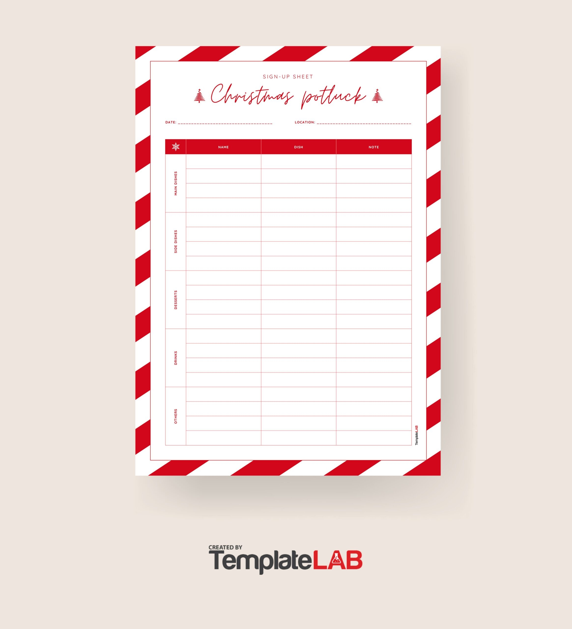 Christmas Potluck Template Free Printable