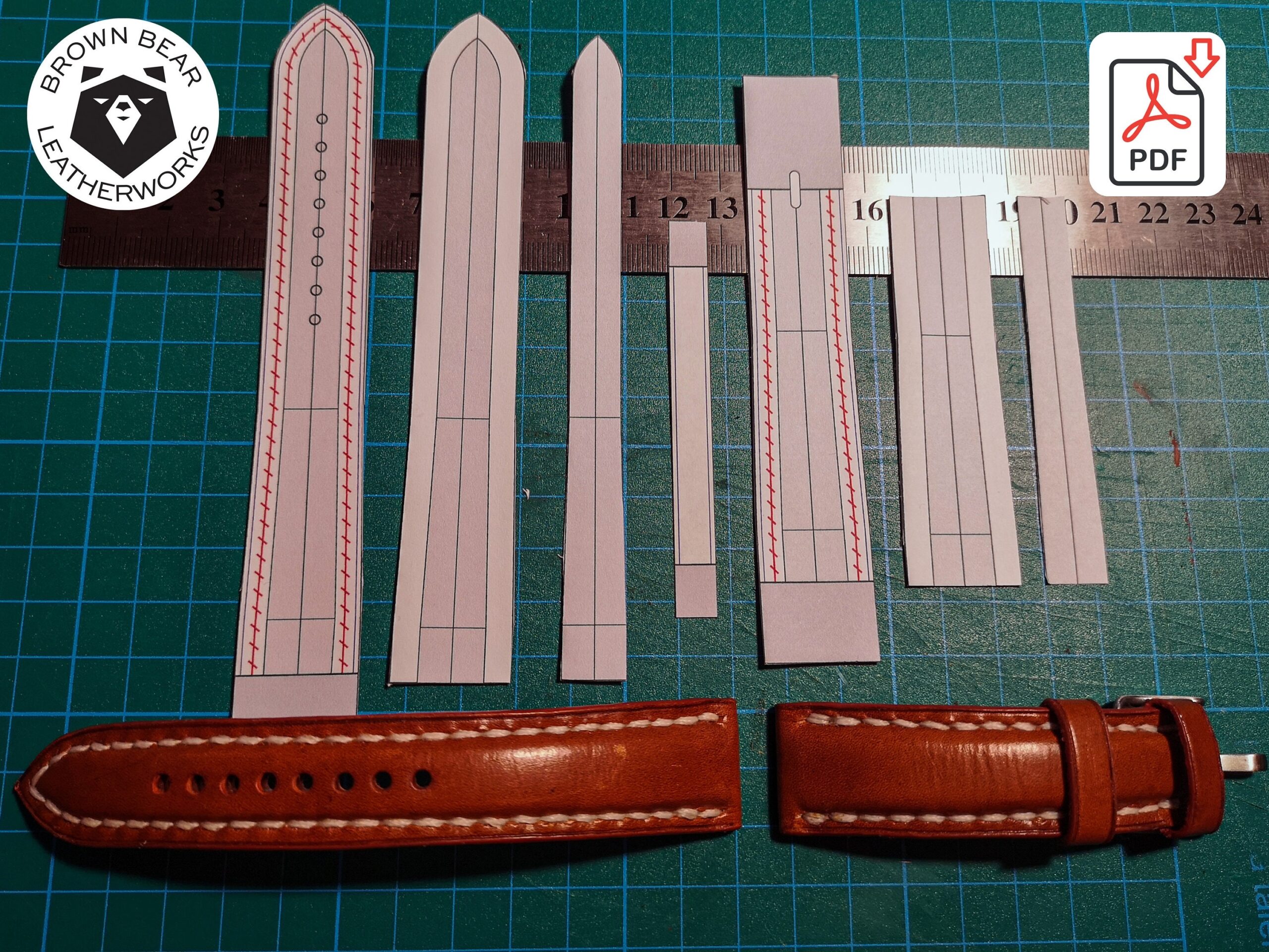 18 Printable Watch Strap Templates 18 20 22mm 3 Sizes Tapered 