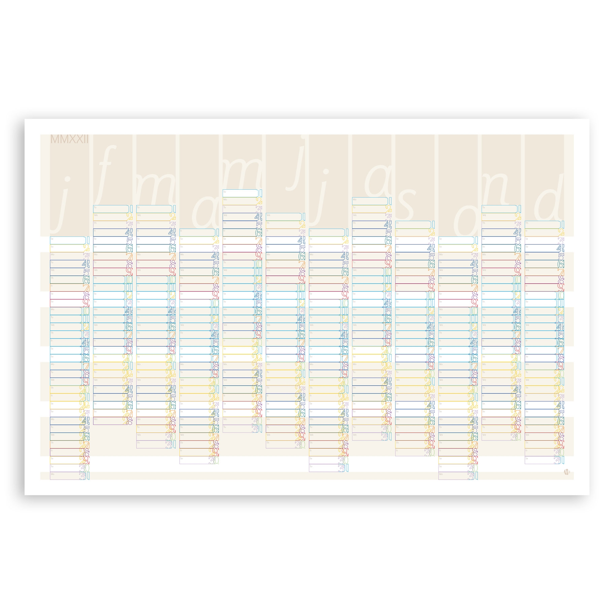 2022 Modern Typographic Year at a Glance Calendar AfriMod