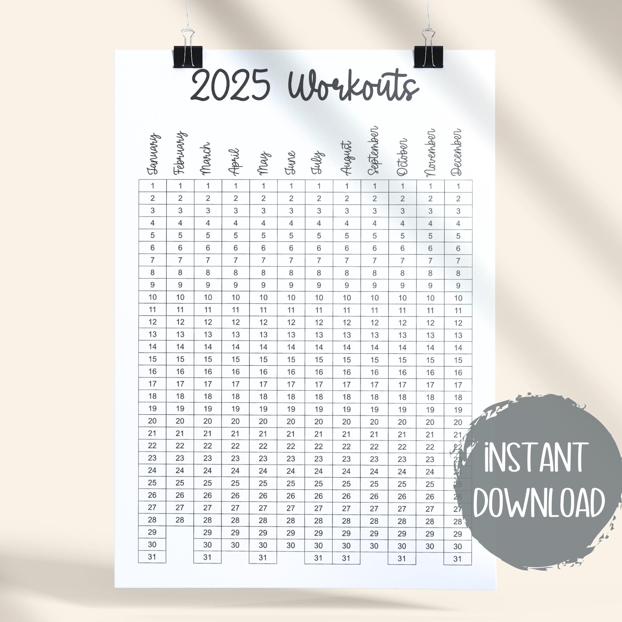 2025 Printable Fitness Monthly Workout Tracker Workout Calendar Planner Etsy