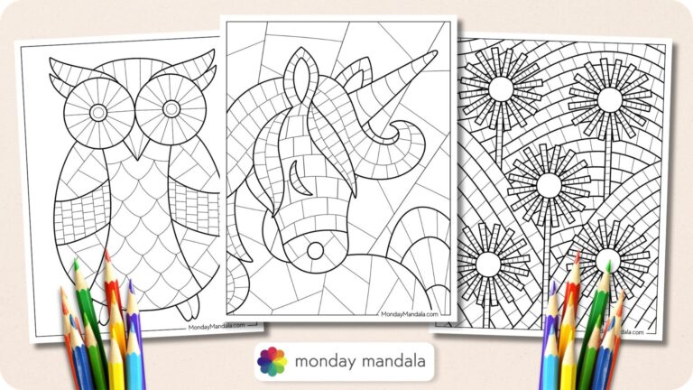 22 Mosaic Coloring Pages Free PDF Printables