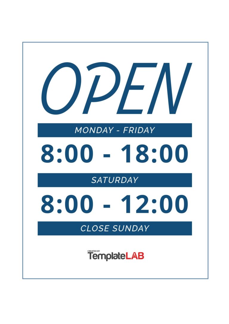 22 Printable Business Hours Templates Word PowerPoint PDF