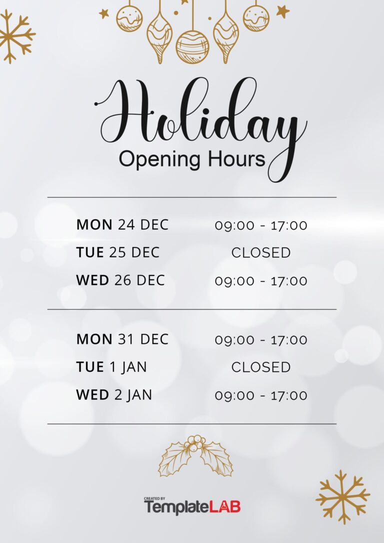22 Printable Business Hours Templates Word PowerPoint PDF