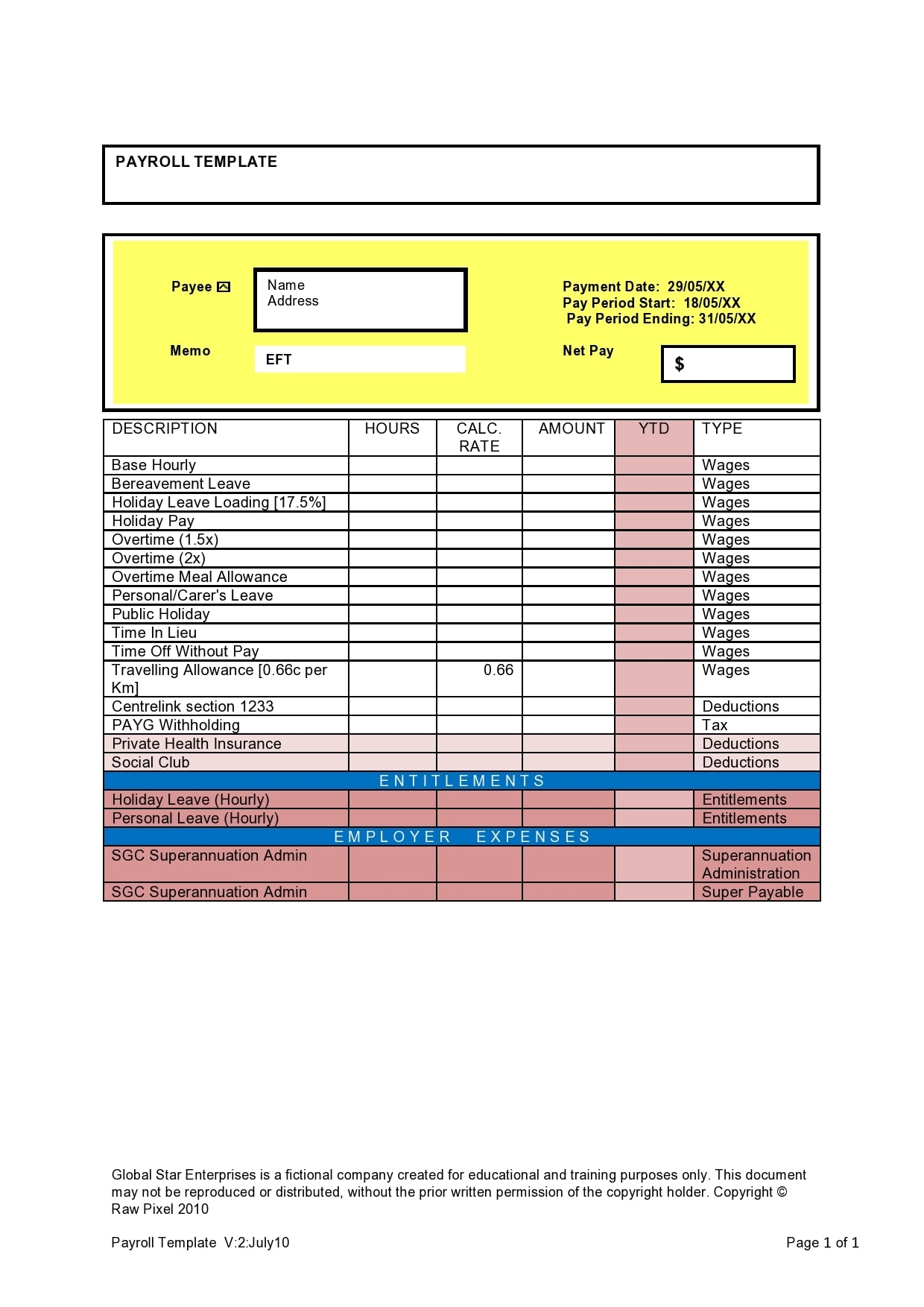 Free Printable Payroll Templates