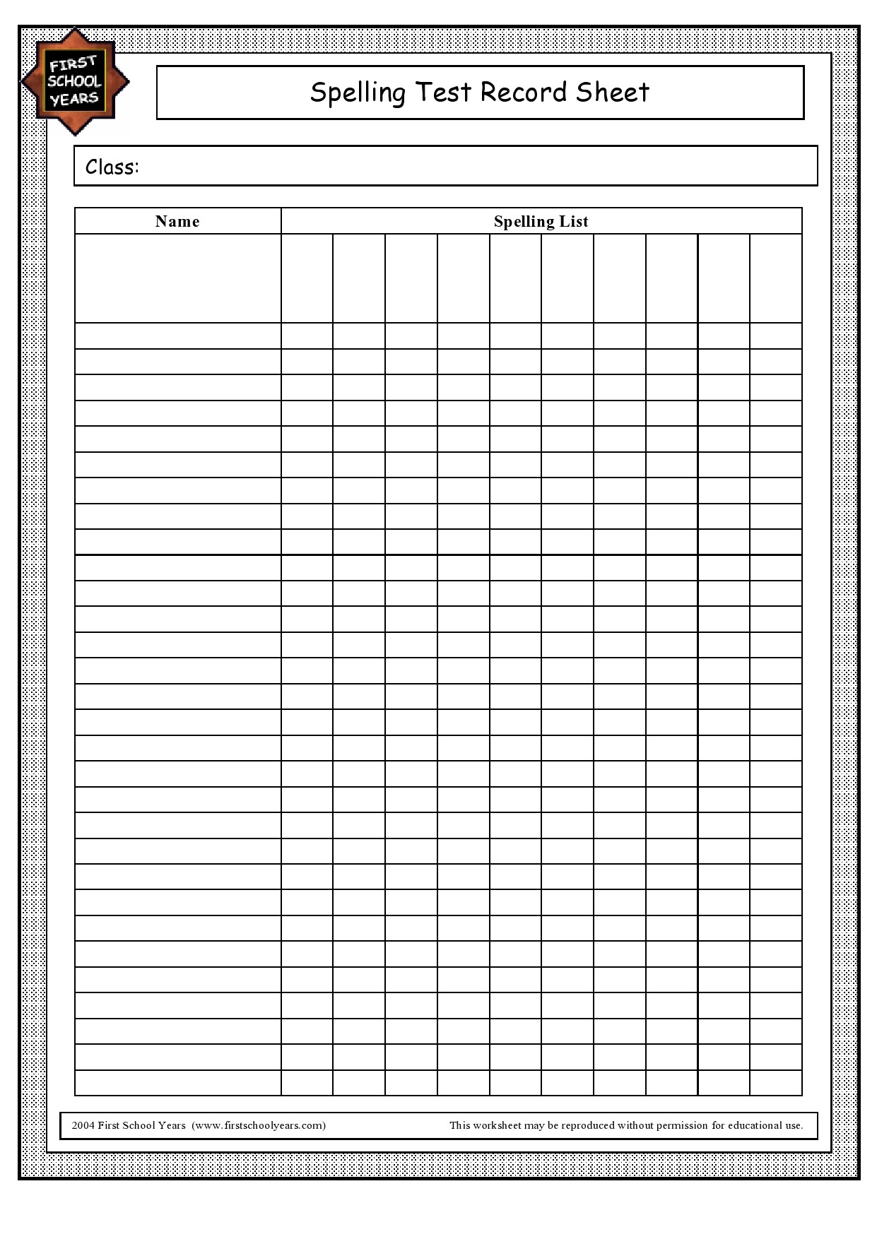 Free Printable Blank Spelling Test Worksheets