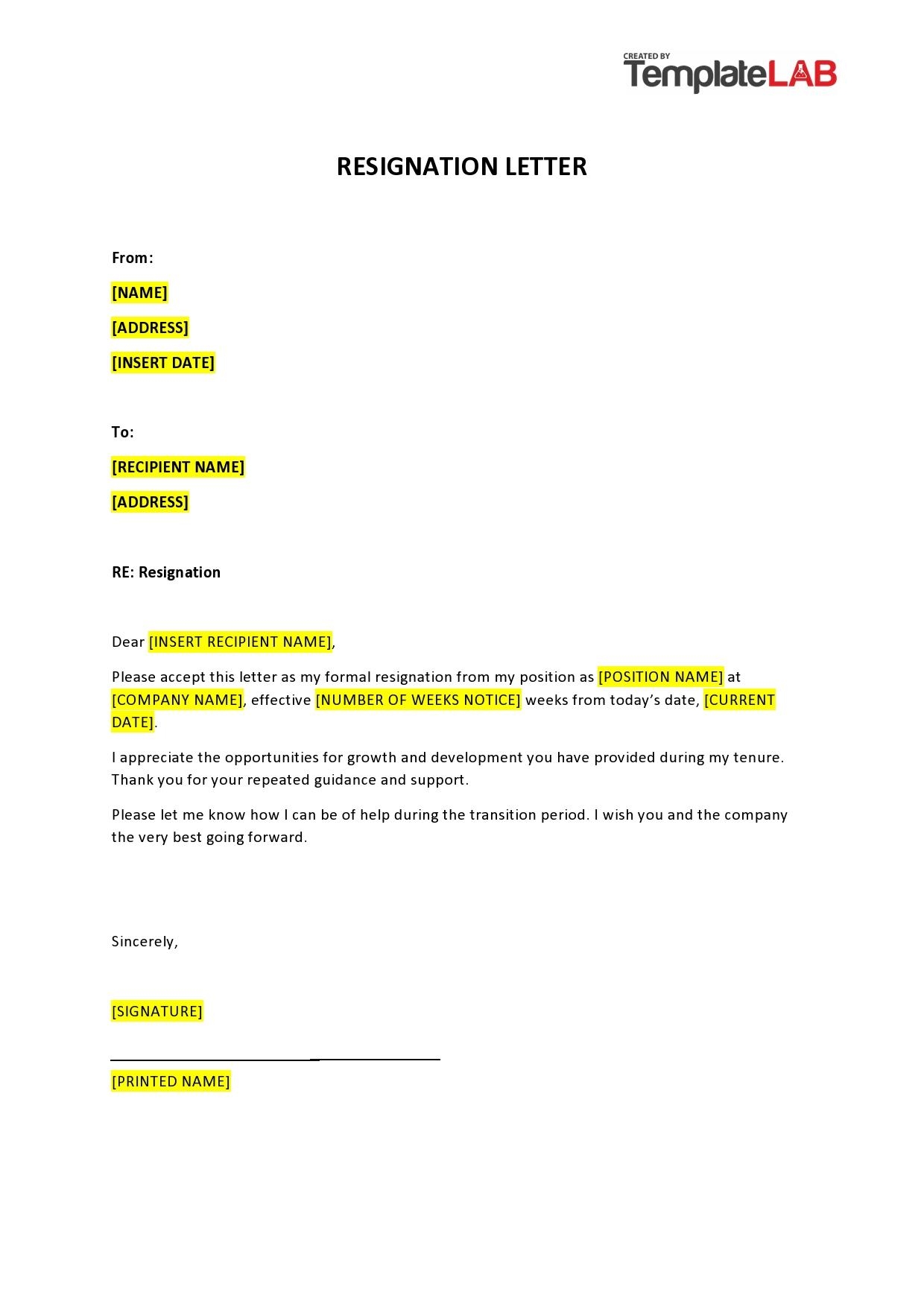 40 Two Weeks Notice Letters u0026 Resignation Letter Templates 
