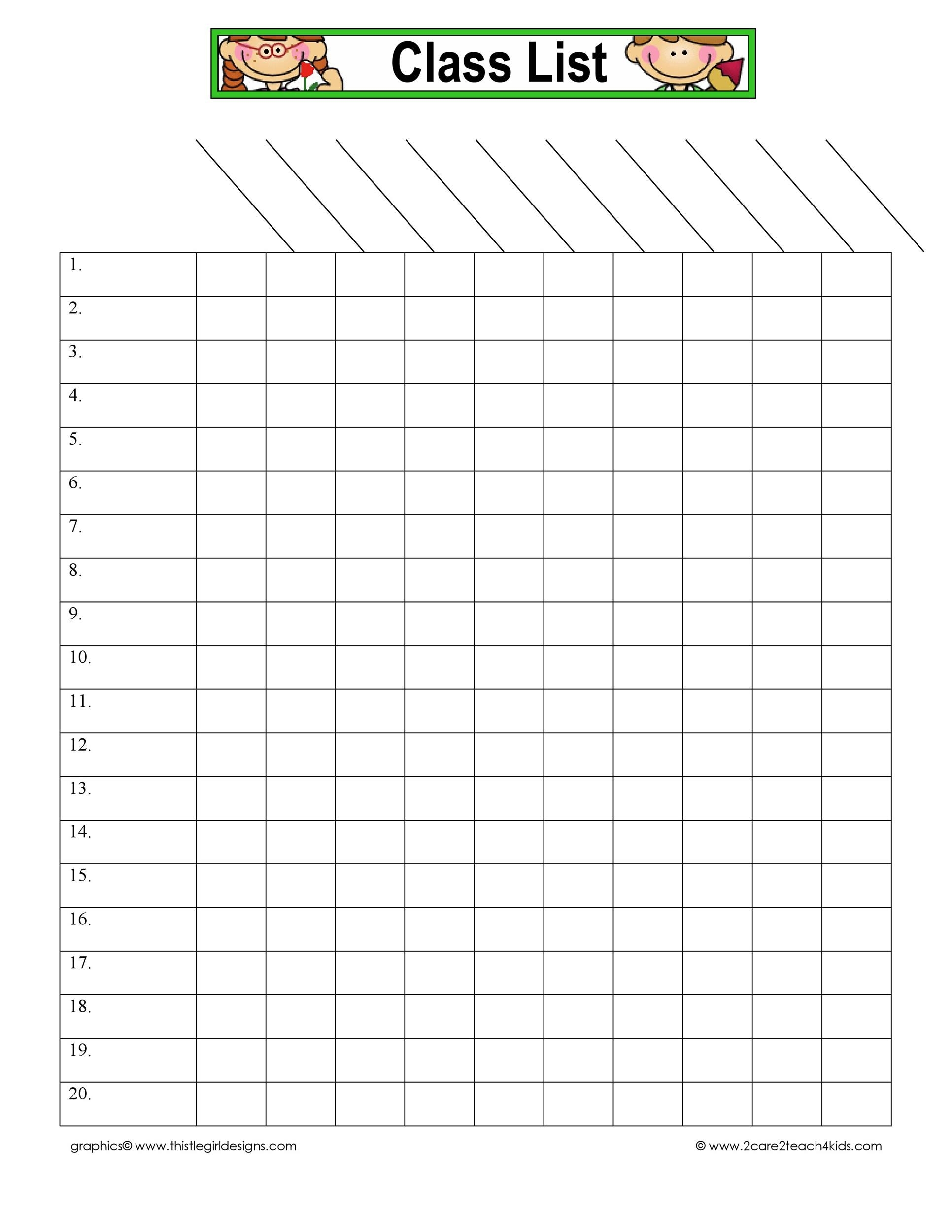 46 Class Roster Templates u0026 Class List Examples 