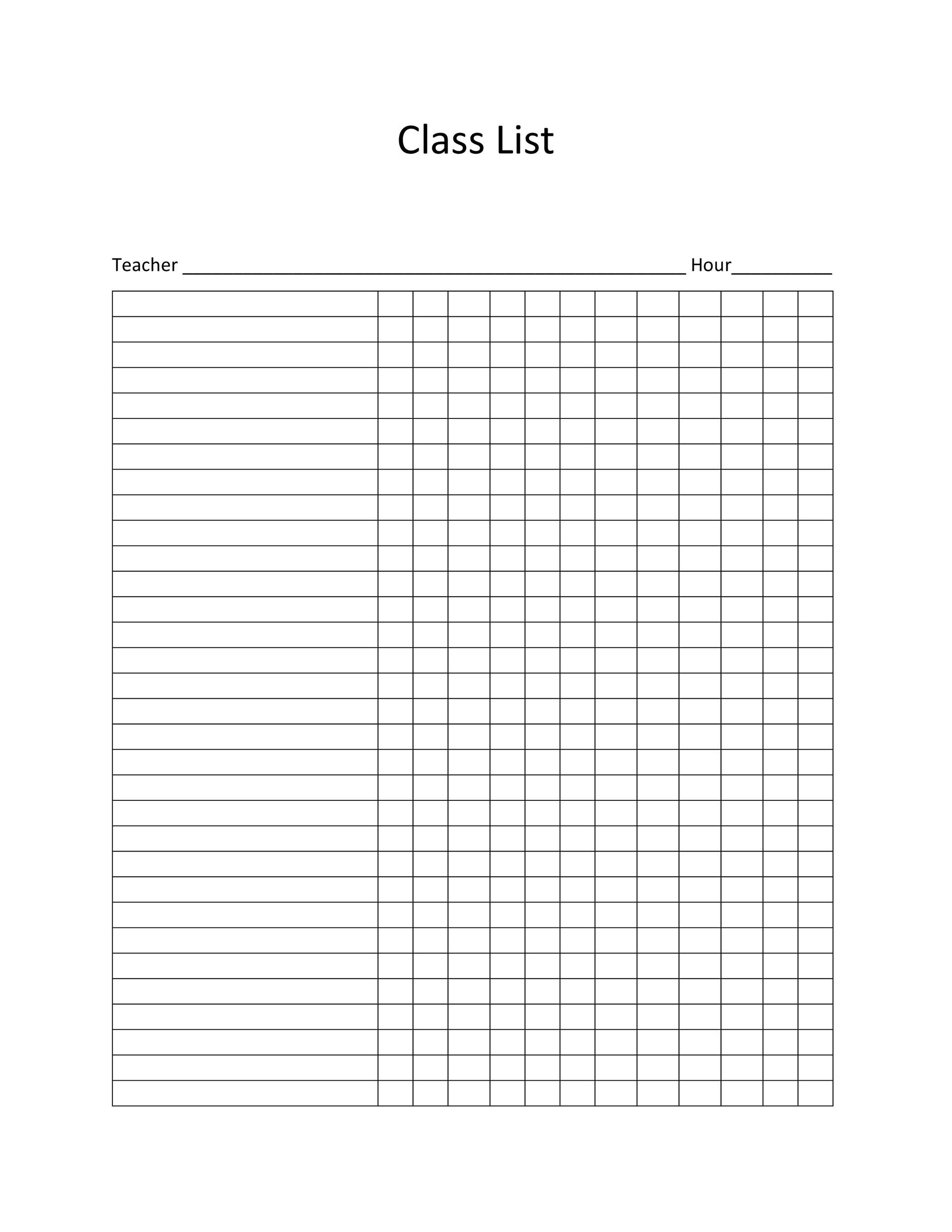 46 Class Roster Templates u0026 Class List Examples 