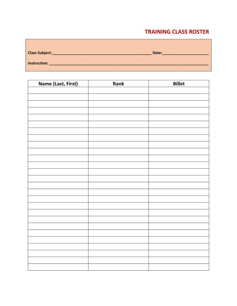 46 Class Roster Templates u0026 Class List Examples