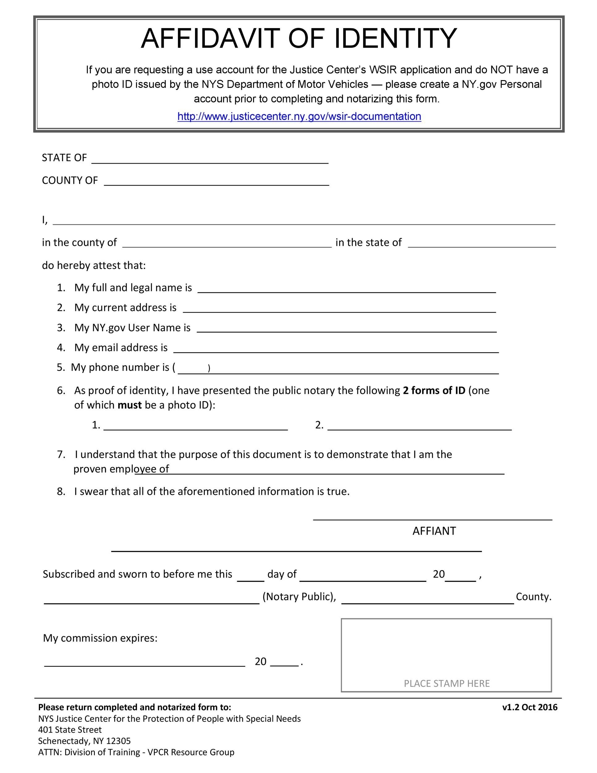 48 Free Affidavit Of Identity Forms MS Word TemplateLab