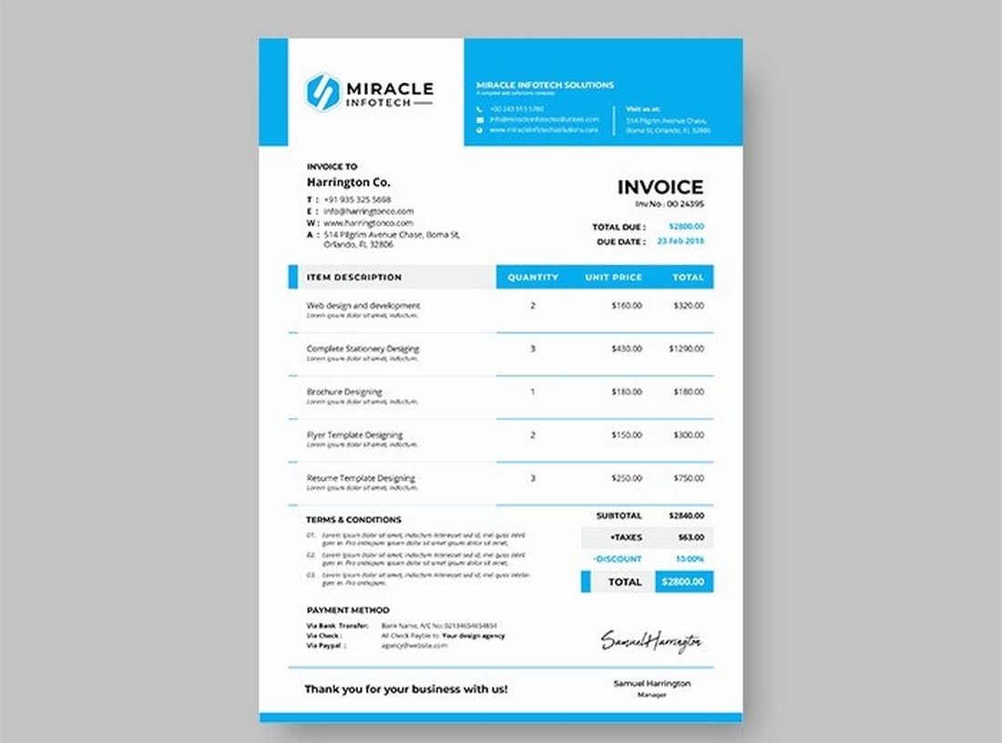 Free Printable Invoice Templates Indesign