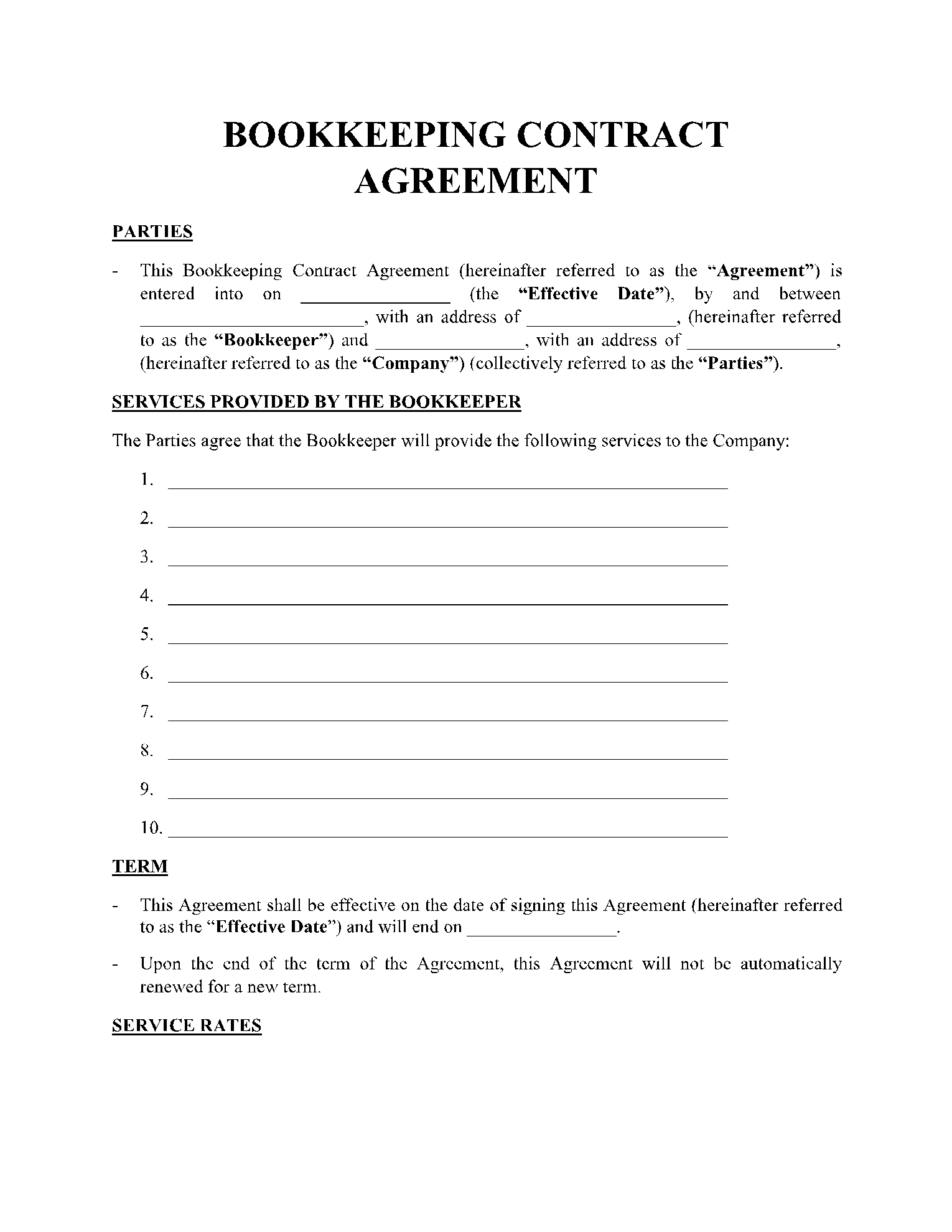 Free Printable Construction Contract Template