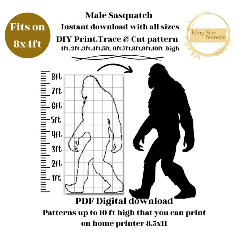 7ft 8ft 10ft Life Size Bigfoot Pattern Yeti Sasquatch Silhouette Stencil Template Bundle Printable Trace Cutout PDF Digital File Only Etsy