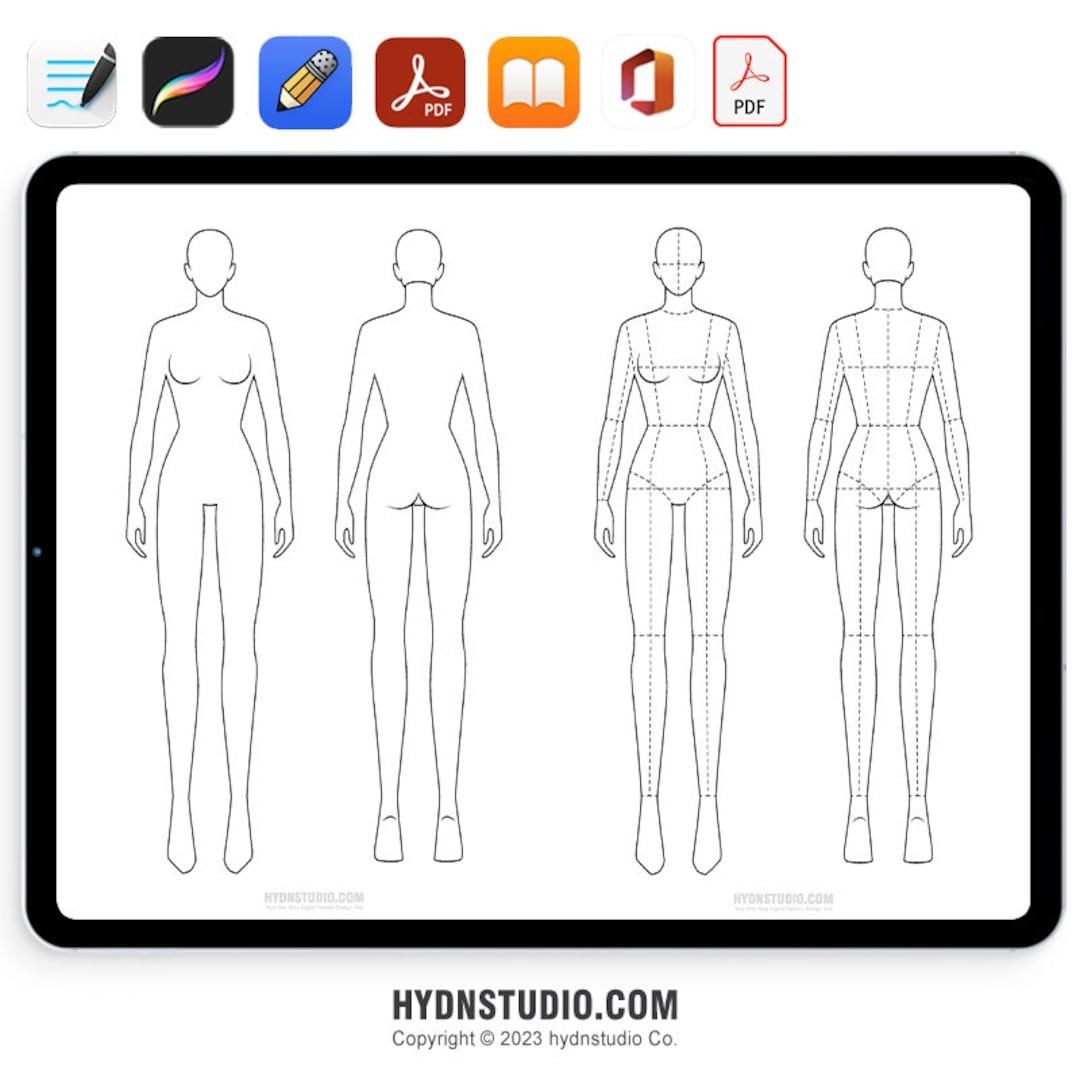A4 Female Fashion Design Figure Template For Sketching And Illustrations Etsy Ireland
