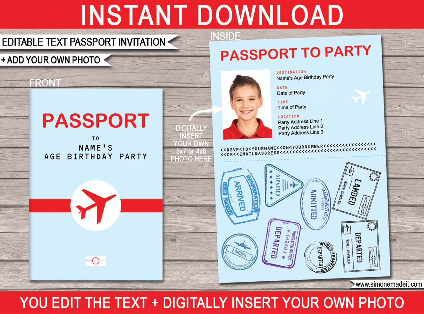 Airplane Party Passport Invitations Template
