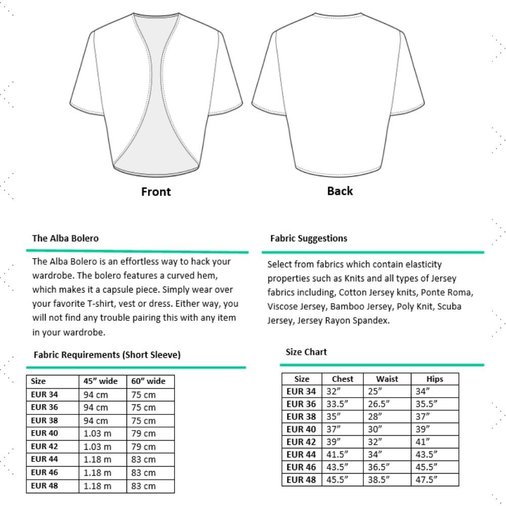 Alba Bolero PDF Pattern