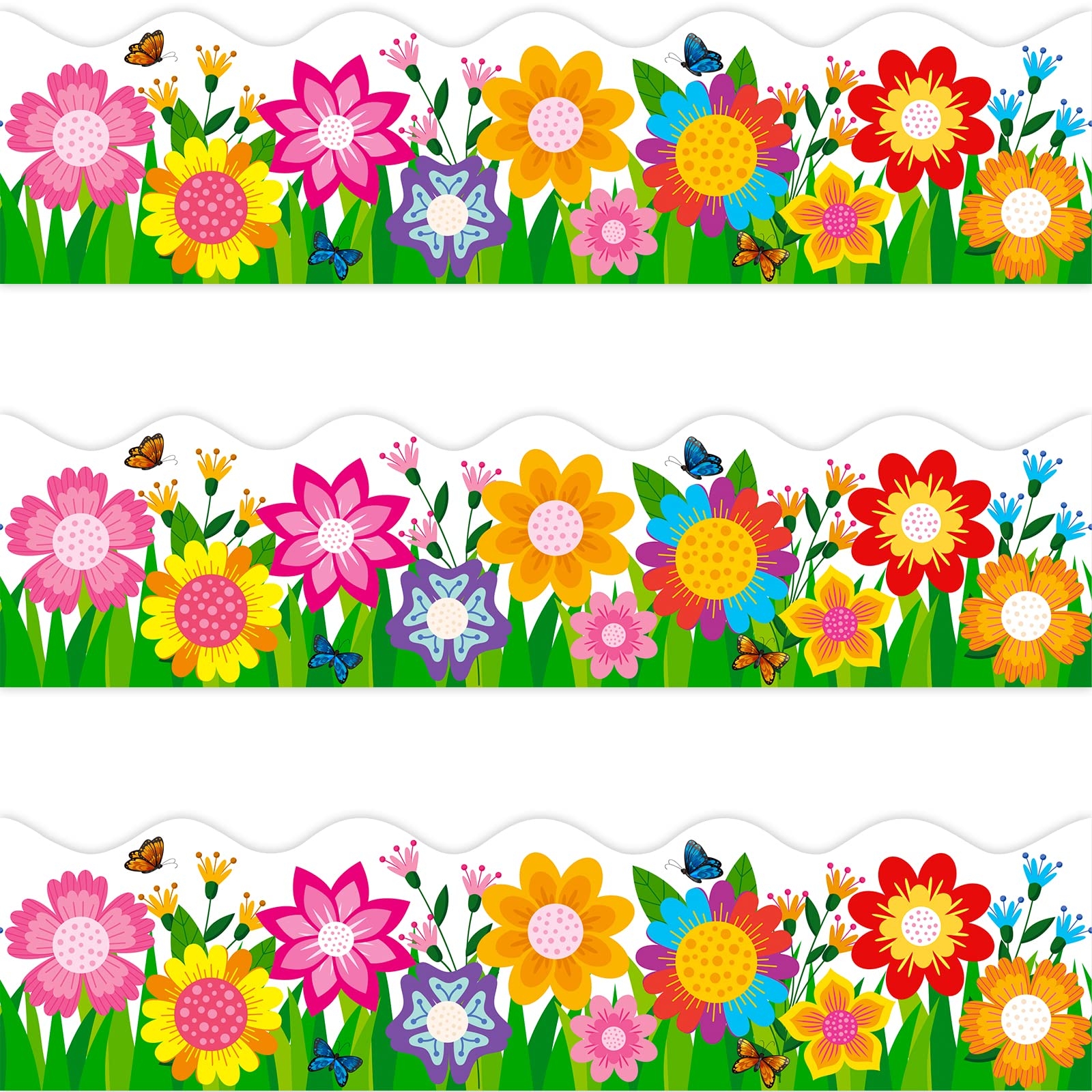 Amazon 72 Feet Flower Die Cut Bulletin Board Borders Trim For Classroom Spring Summer Back To School Decoration Flower Office Products