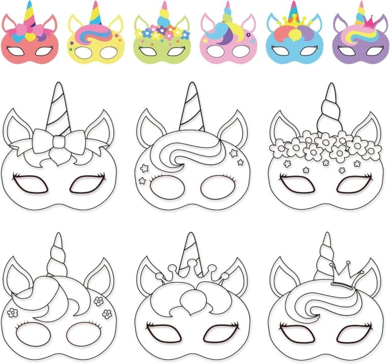 Amazon Chiazllta 24 Pcs Color Your Own Unicorn Mask DIY Worksheets Library