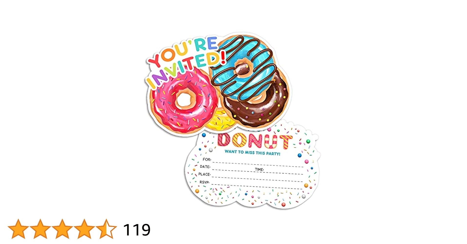 Amazon Yangmics Direct 20 Donut Party Invitations With Envelopes Multicolor 4x6 Inches For Birthday And Baby Shower Home U0026 Kitchen