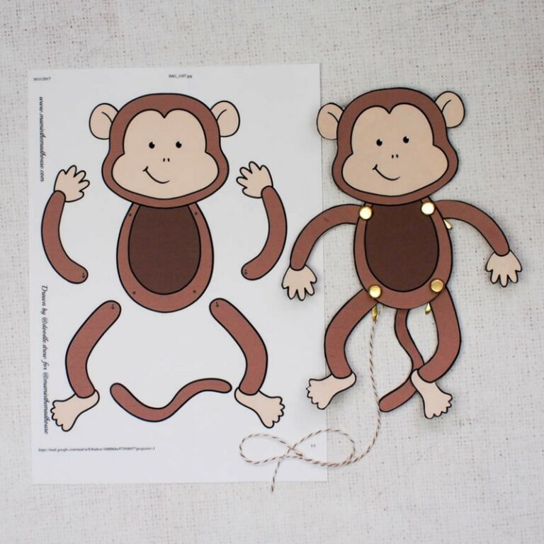 Articulated Easy Monkey Paper Puppet With Templates Fun DIY Craft