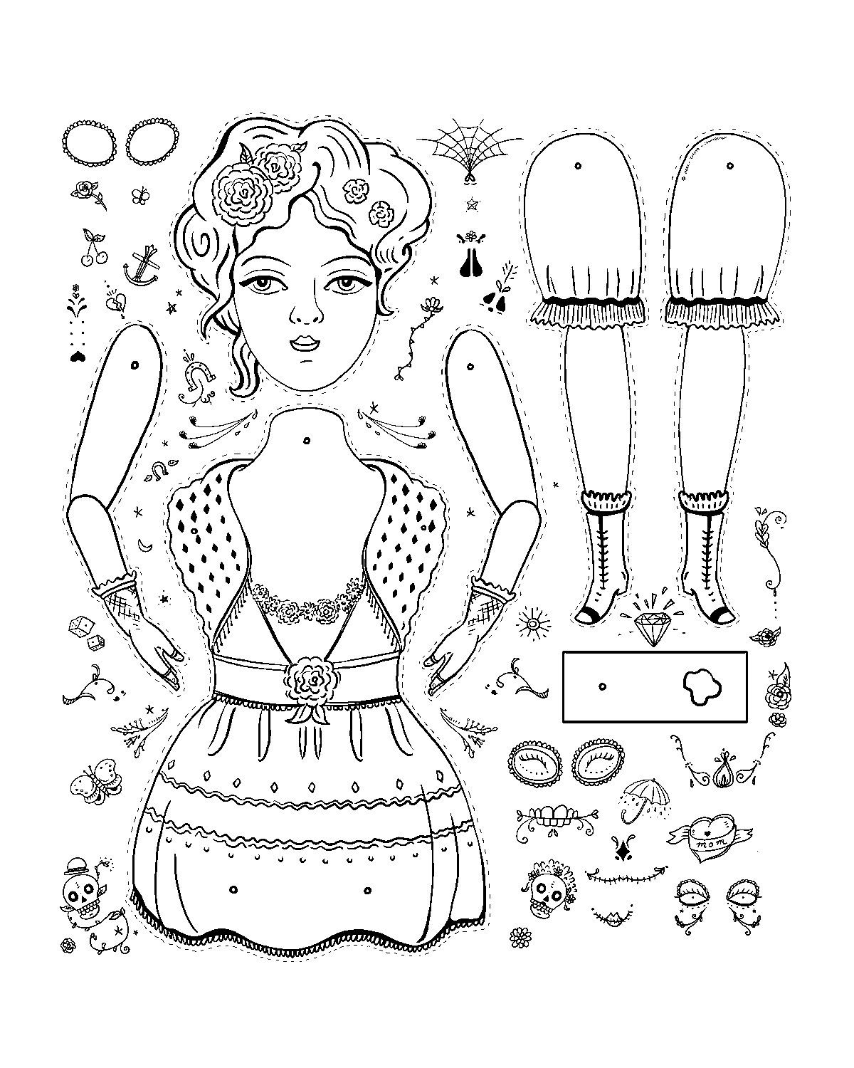 Articulated Paper Doll Printable Jointed Paper Dolls Template 
