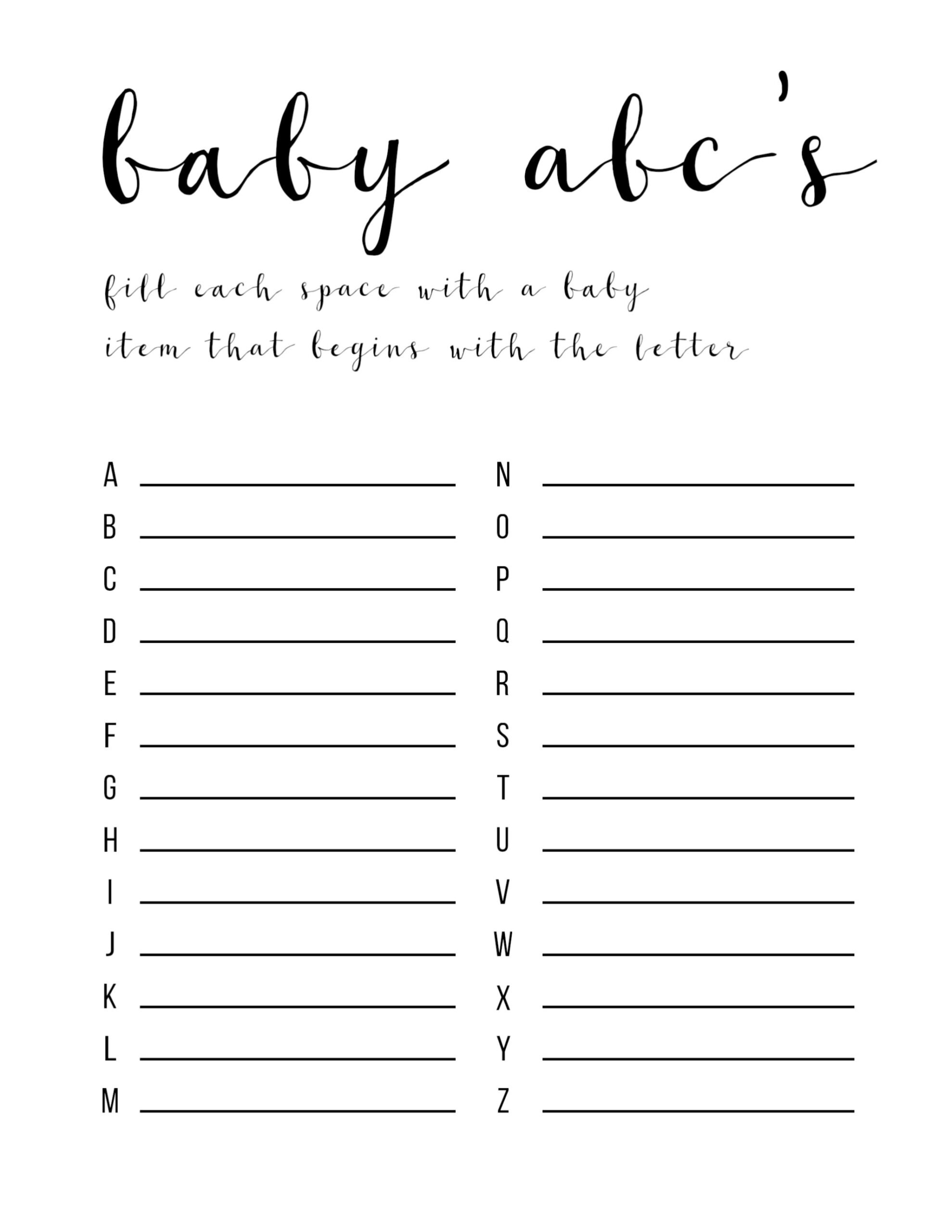 Free Printable Baby Shower Games Templates