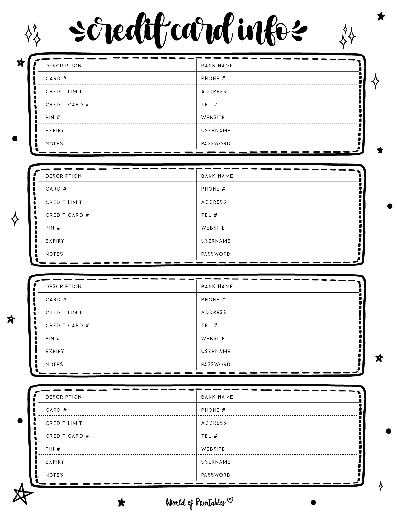 Bank Information Templates World Of Printables