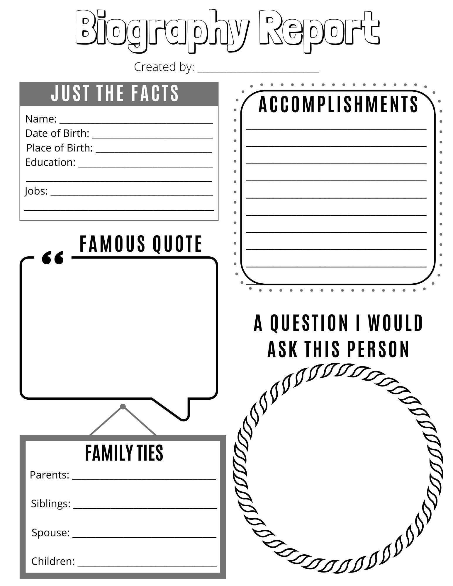 Biography Printable For Kids One Page Report On Famous People Biography Printable For Kids One Page Report On Famous People