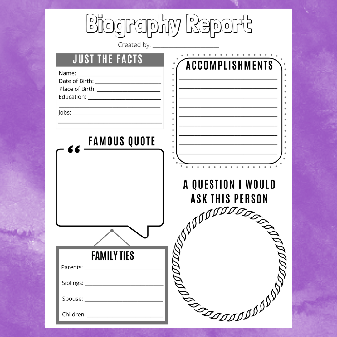 Biography Printable For Kids One Page Report On Famous People Biography Printable For Kids One Page Report On Famous People