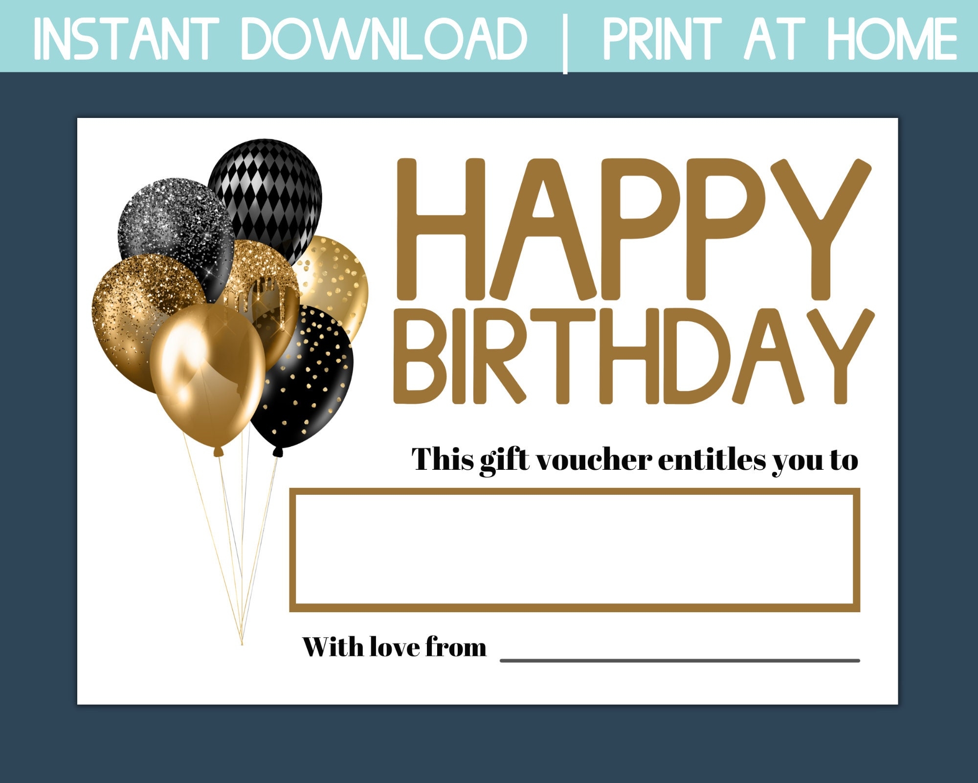 Birthday Gift Certificate Printable Blank Gift Certificate Gift Coupon Template Printable Gift Voucher Certificate Printable Gift Card Etsy