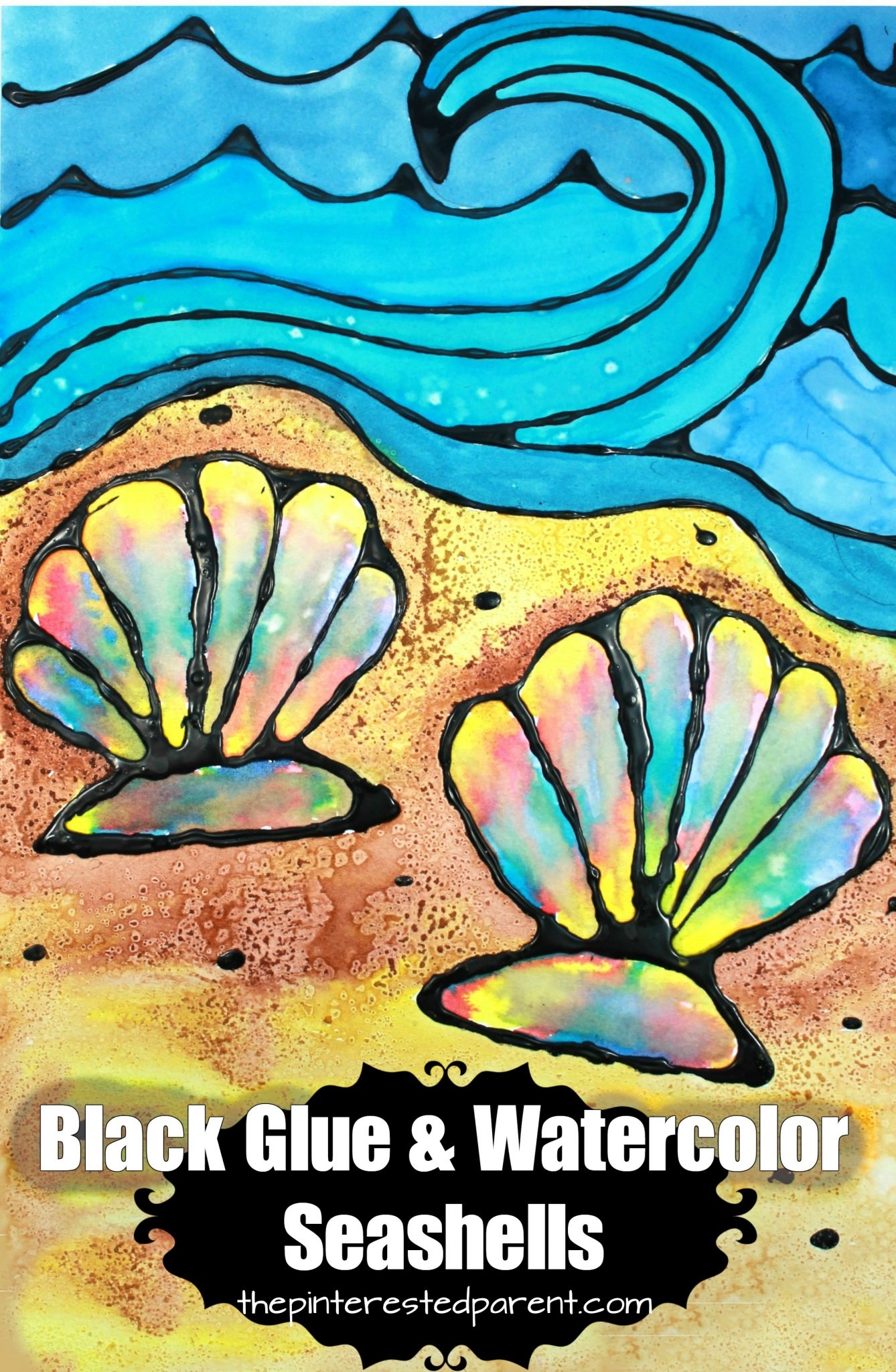 Black Glue Watercolor Seashells The Pinterested Parent