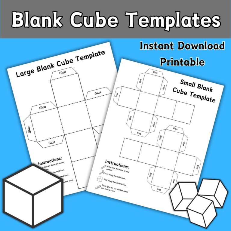 Blank Cube Templates Printable Blank Story Cube Pattern Activity Sheet Folding Paper Cube Craft For Kids Large U0026 Small Plain Cube Sizes