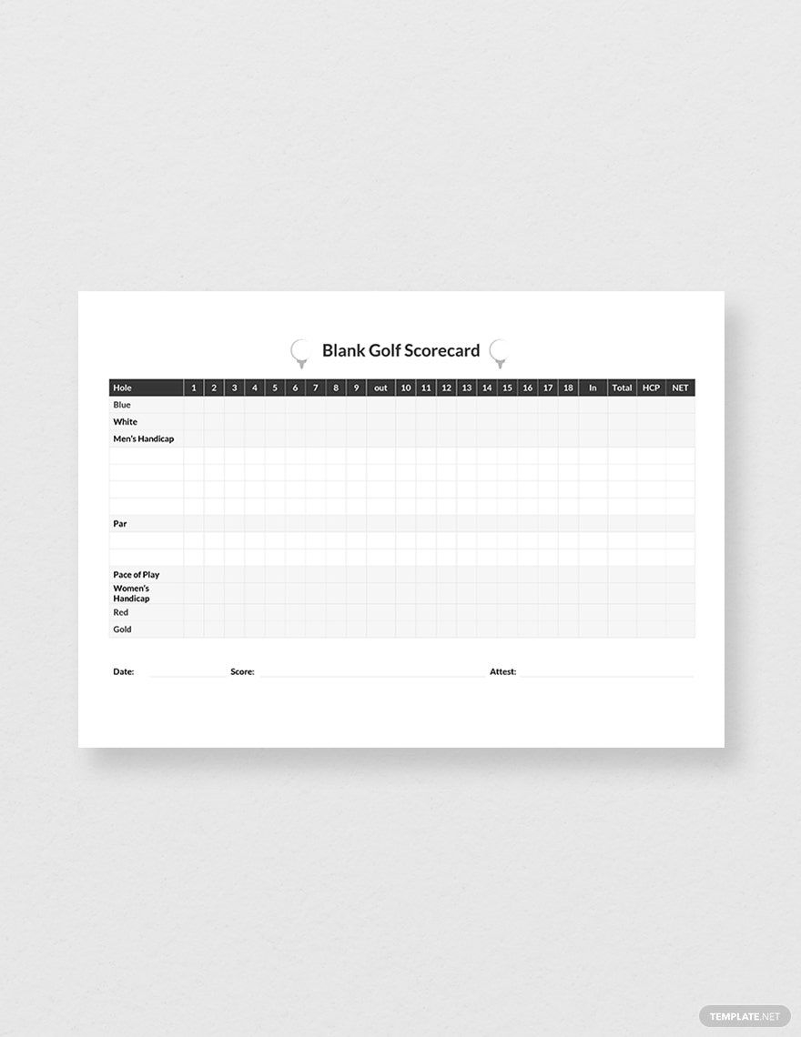 Blank Golf Scorecard Template In Word Pages PDF Google Docs 