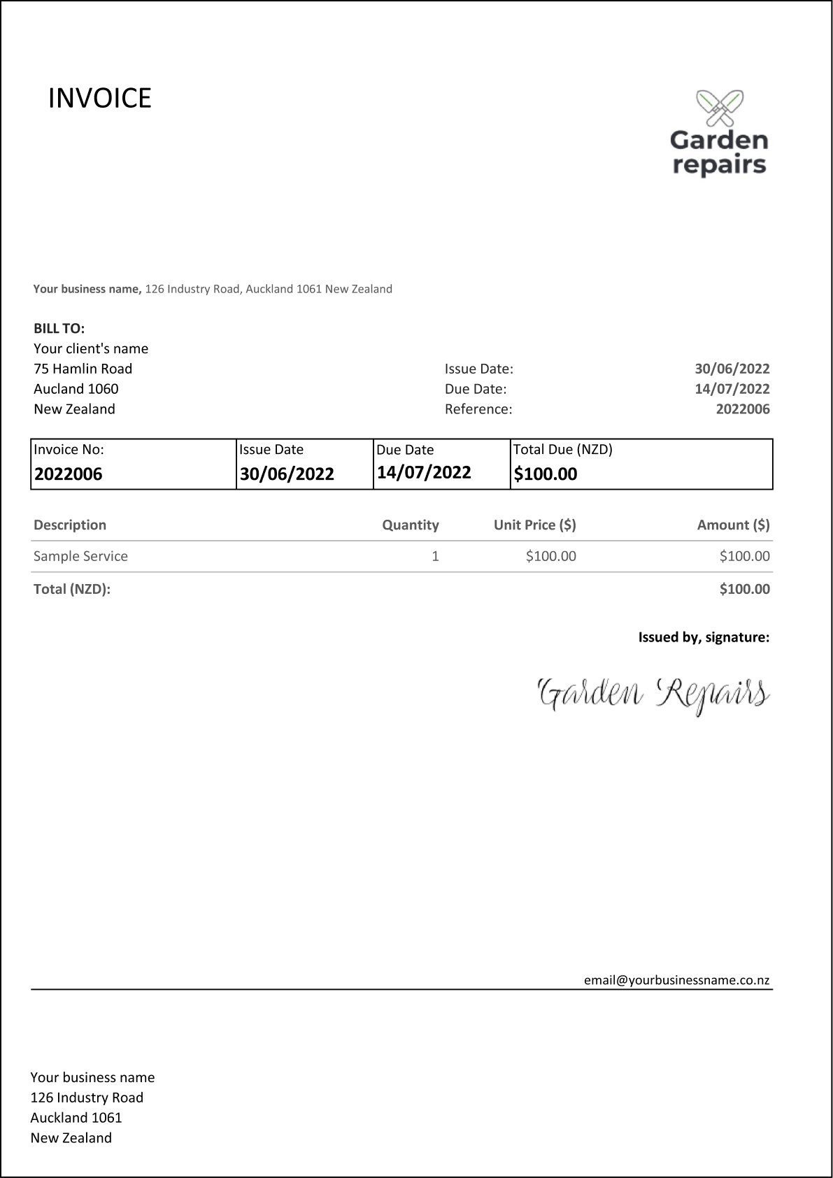 Blank Invoice Template Printable