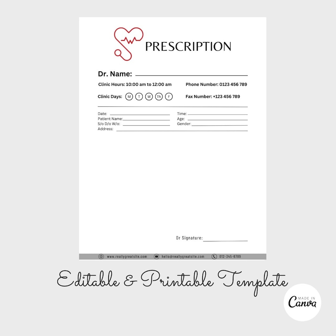 Blank Prescription Pad Prescription Pad Template Printable Prescription Page Page Prescription Form Prescription Sheet Etsy