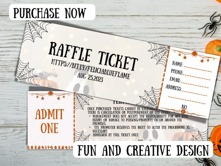 Blank Ticket Halloween DIY Ticket Editable Raffle Template Worksheets Library
