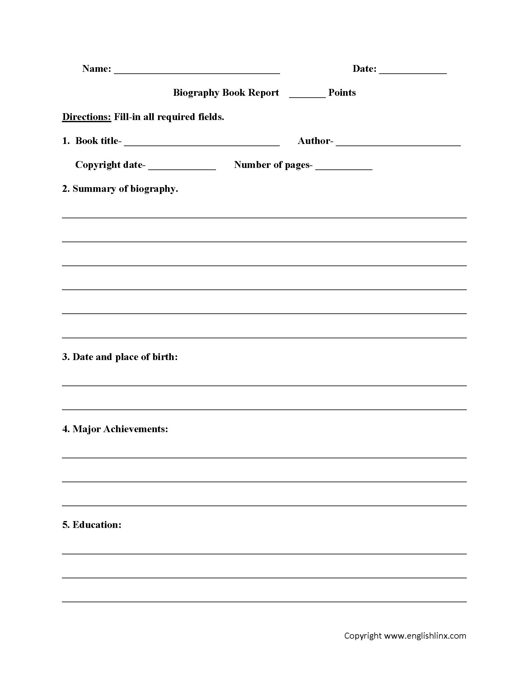Book Report Worksheets Biography Book Report Worksheets Book Report Worksheets Biography Book Report Worksheets