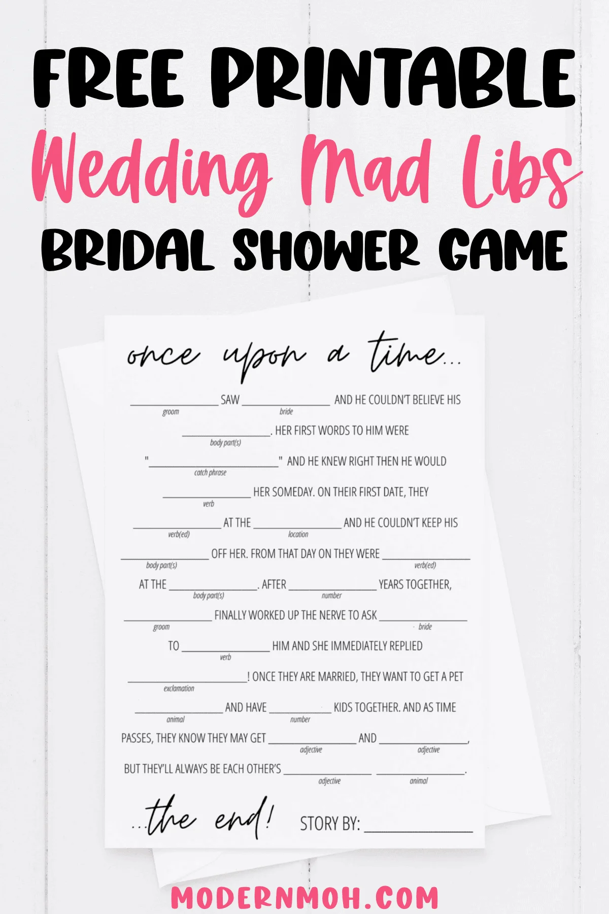 Bridal Shower Mad Libs Free Printable Modern MOH Bridal Shower Mad Libs Free Printable Modern MOH