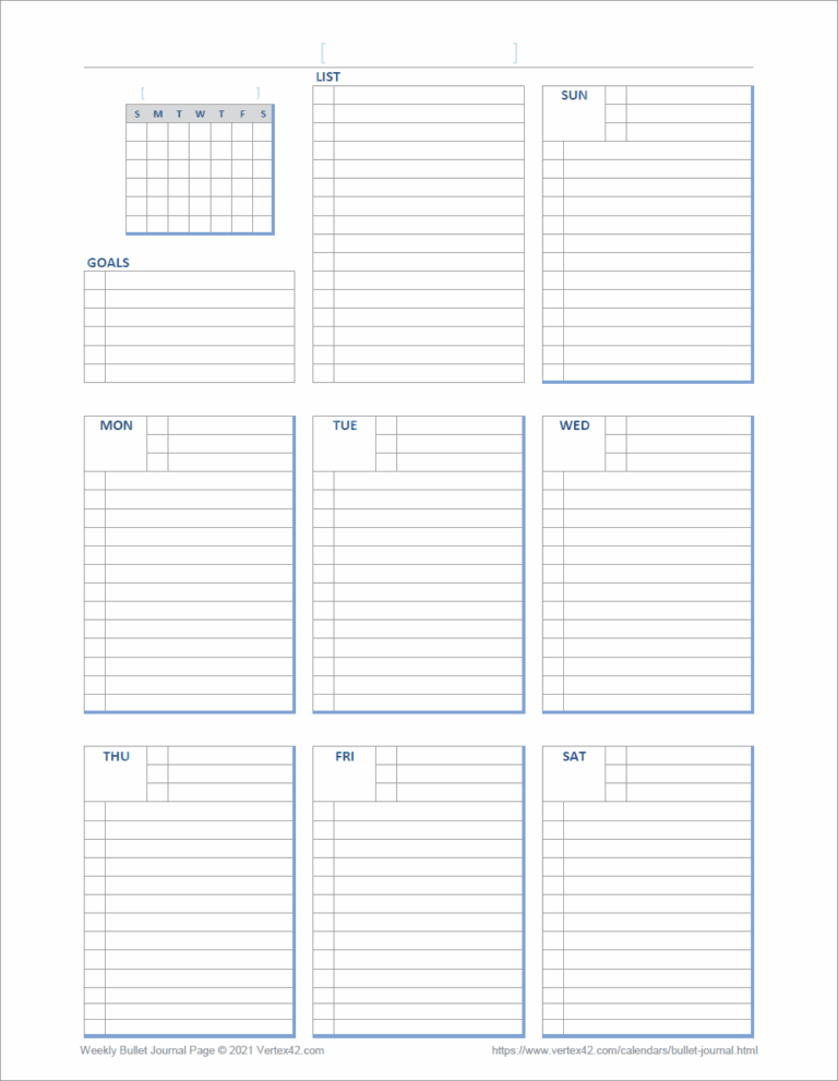 Bullet Journal Templates For Excel And PDF